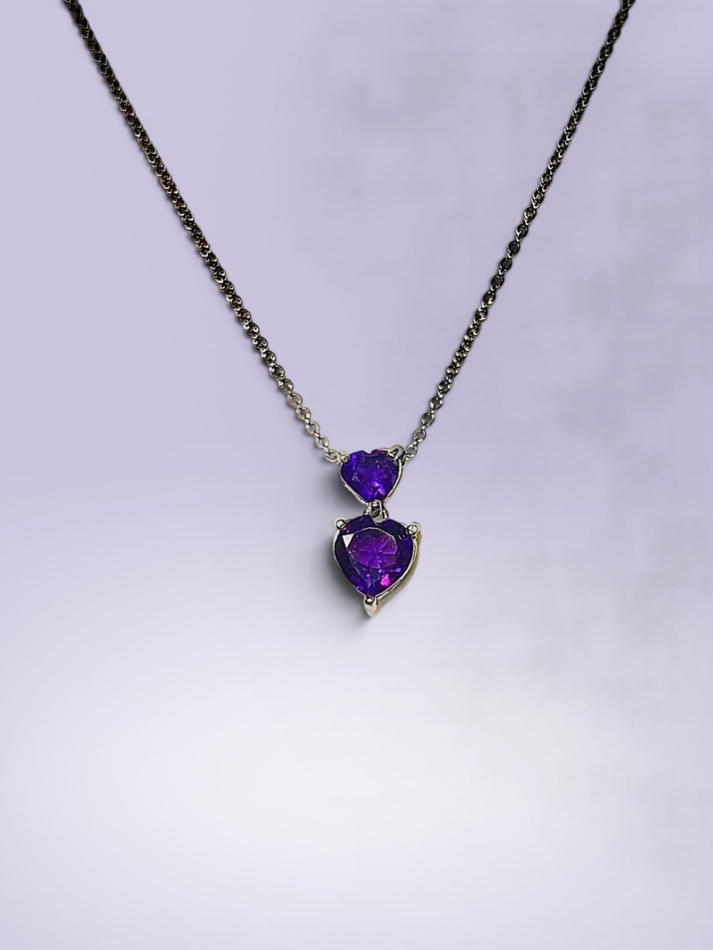 Sterling Silver Purple Amethyst Pendant Necklace